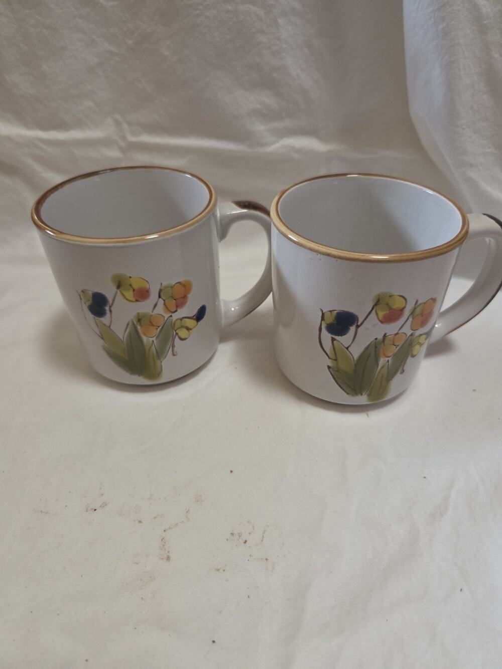 Vintage Stonecrest Korean Ardie Mug Otagiri Style Stoneware Floral Set Of 2